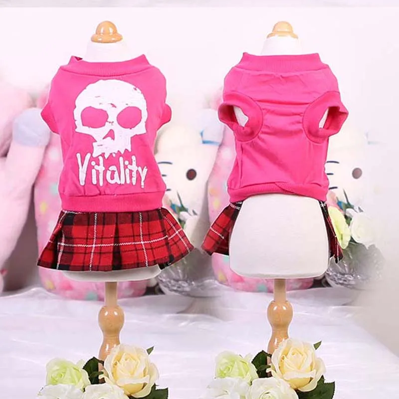 Прохладный череп плед собака щенок платье маленькая домашняя кошка юбки