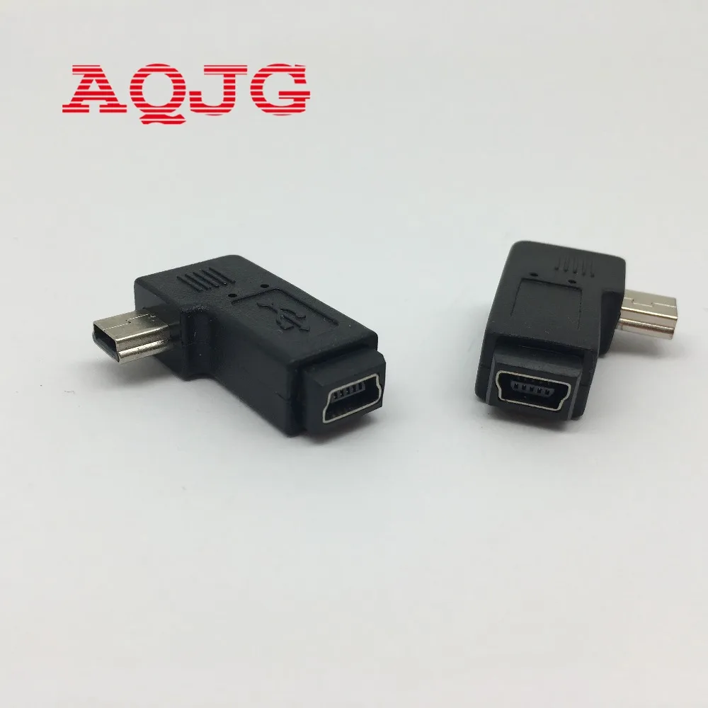 Переходник AQJG с Mini USB Мама на 5Pin папа под углом 90 градусов правый адаптер