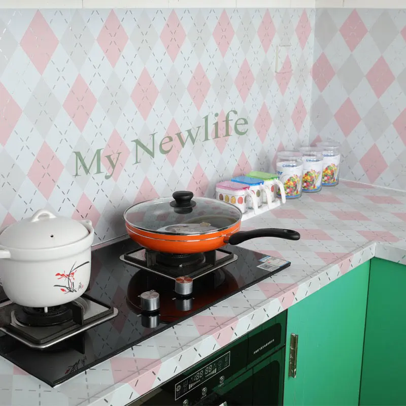 

Wall Stickers High temperature Anti-oil paste kitchen Self-adhesive foil waterproof bathroom tile wall stickers 60x500cm
