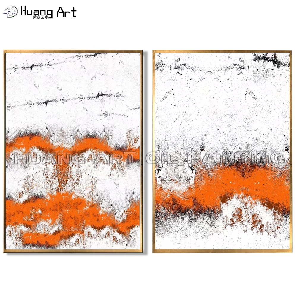 Modern Orange Abstract Oil Painting on Canvas Hand-painted High Quality Texture Acrylic for Living Room Decor | Дом и сад