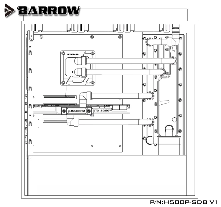 Акриловая плата Barrow в качестве Водного Канала используется для кулера Master H500P