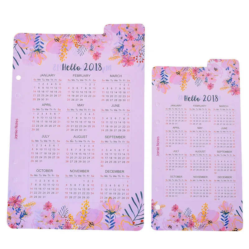 

New Creative Cute Cartoon 2019/2020 Calendar index Divider For 6 Holes Classic Diary Binder Weekly Planner Notebooks A5/A6