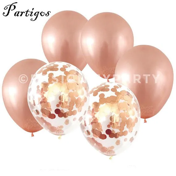 champagne gold 6 шт./лот, 12 дюймов, цвета шампанского, золото, розовое золото, латексные шары, розовое золото, конфетти, для свадьбы, дня рождения, вечеринки, Декор, гелиевые поставки - Цвет: champagne gold