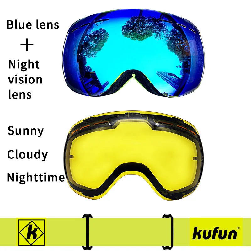 Goggles and lens F Брендовые лыжные очки двухслойные UV400 Анти-туман большой Лыжная маска очки на лыжах мужские и женские зимние очки для катания на сноуборде Горнолыжные очки сноуборд доска лыжные очки сноуборд доска маска для сноуборд - Цвет: Goggles and lens F