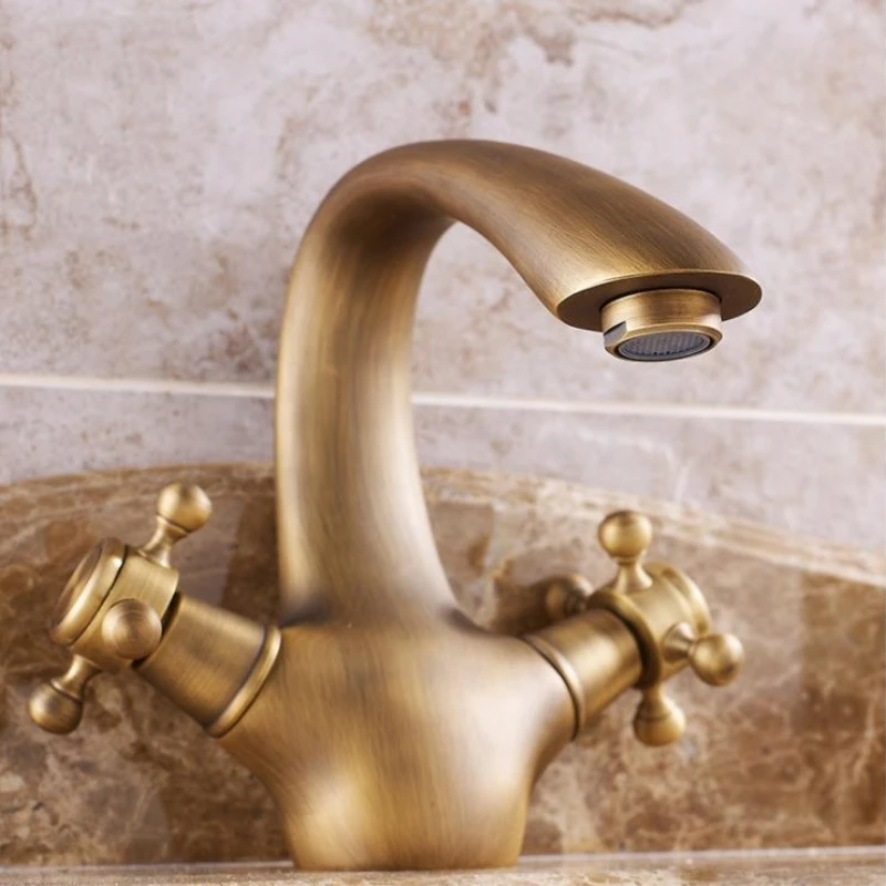 

Basin Faucets Antique Single Hole Basin Faucet Hot and Cold Copper Full of European Faucet