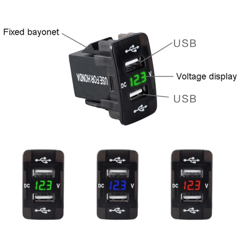 36x23 мм 12V 24V двойной USB Автомобильное зарядное устройство разъем вольтметр адаптер питания для HONDA