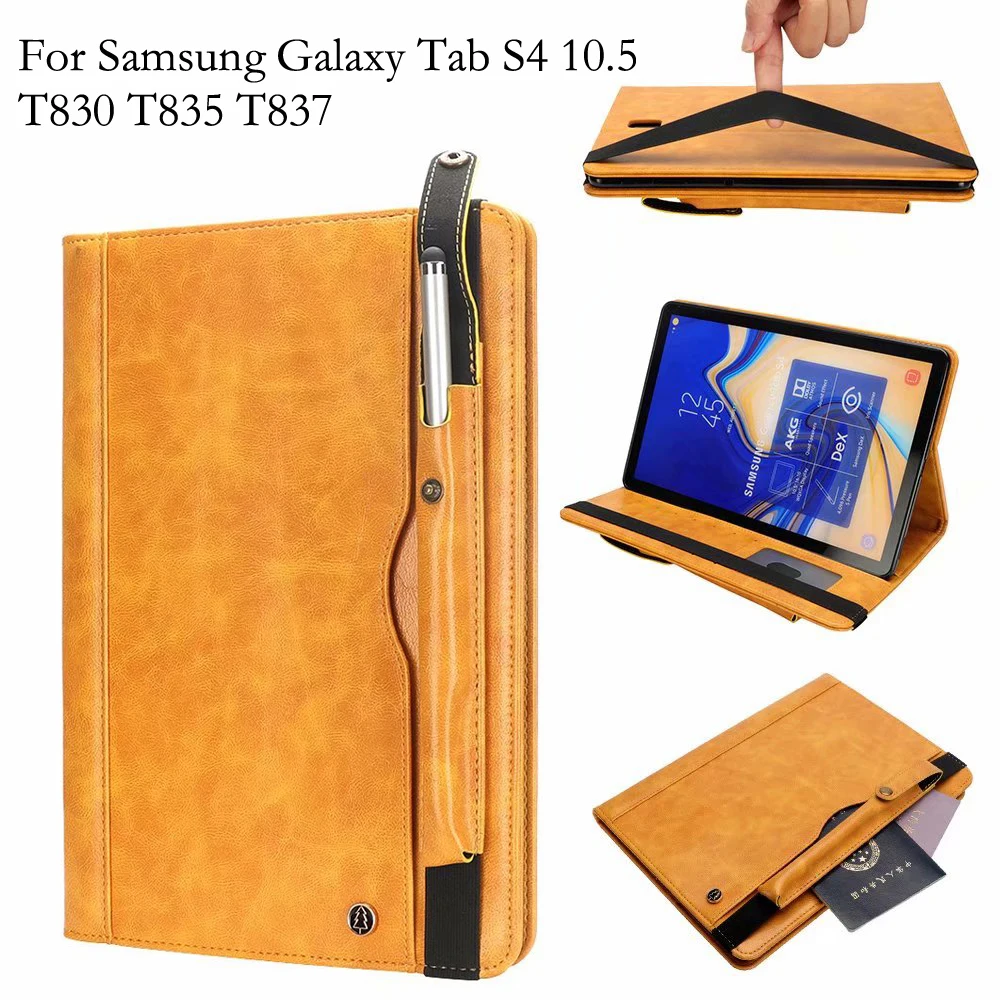 Для Samsung Galaxy Tab S4 10 5 дюймов флип кейс T830 T835 чехол Ретро Бизнес планшет кожаный