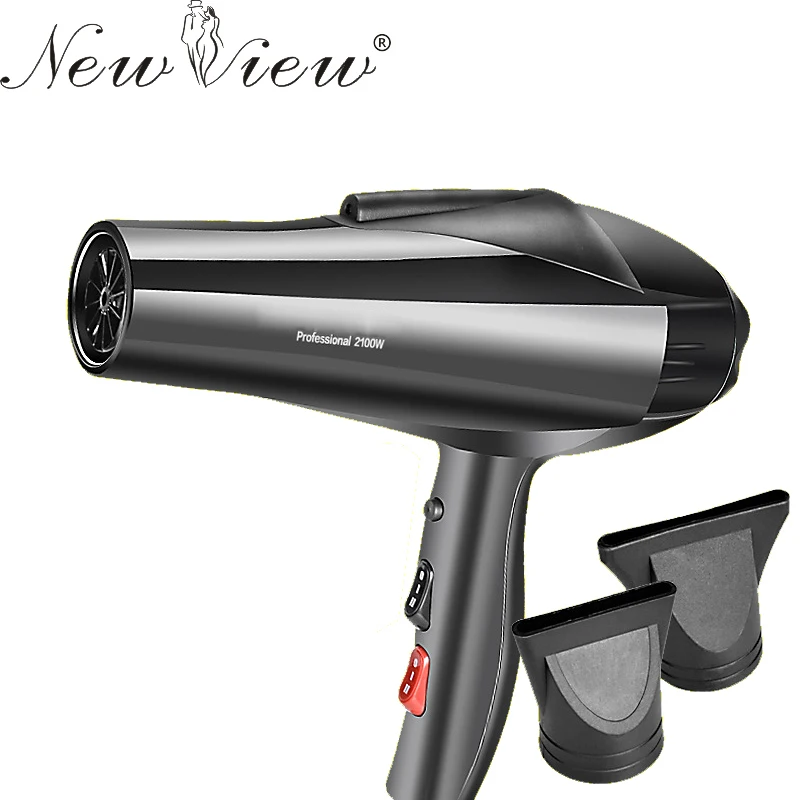 Newview фен профессиональный удар горячего и холодного ветра черный 2100 Вт с 2 насадки
