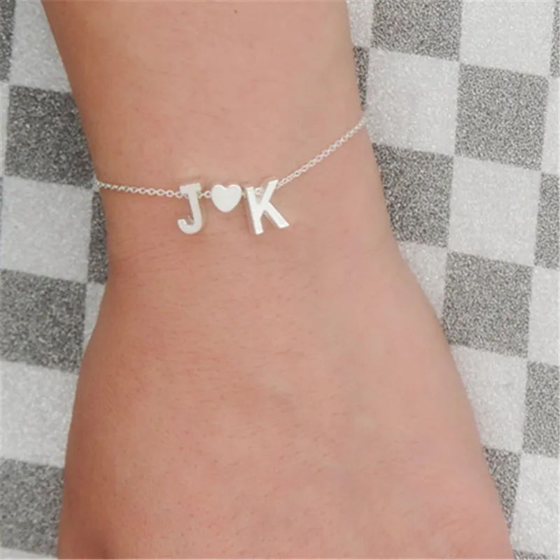 Модный маленький изящный браслет с сердцем надписью ювелирное изделие подарок