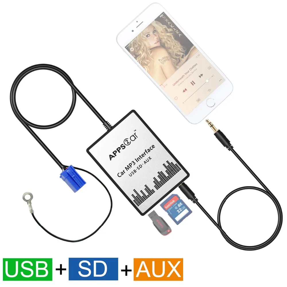 Автомобильный USB SD AUX адаптер цифровой музыкальный преобразователь Mp3 конвертер