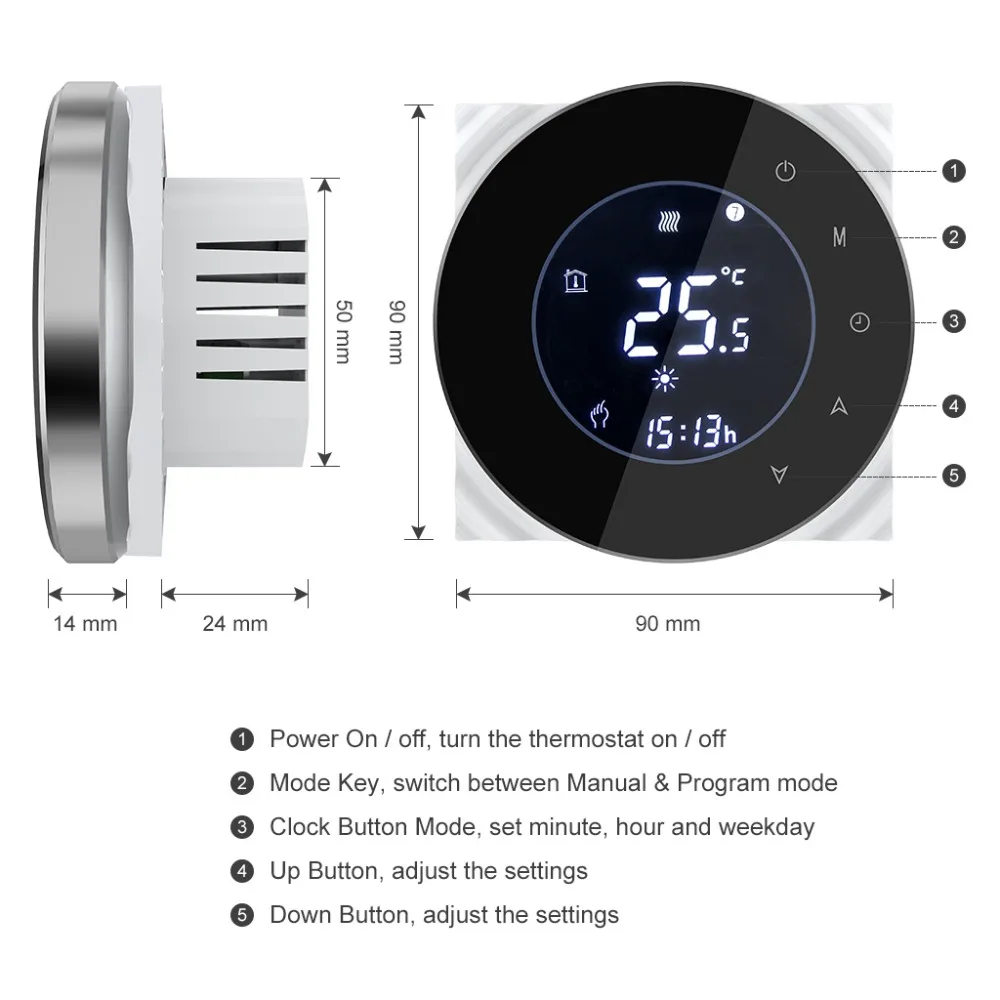 

Zemismart Water Floor Heater Room Thermostat WiFi Temperature Controller Alexa Google Home Voice Control