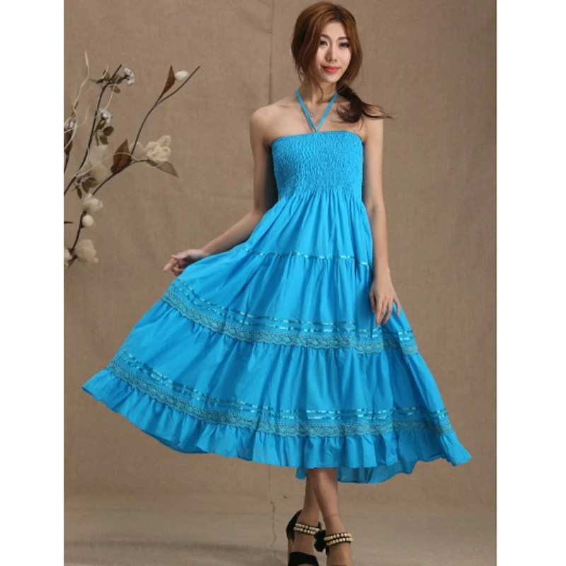 Женская плиссированная длинная юбка-макси Повседневная цыганский стиль бохо из