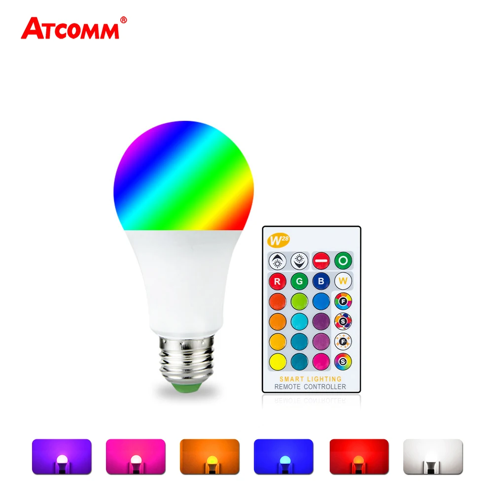 

10W E27 RGBW Ampoule LED Lamp 5 Levels Dimmable No Flicker LED Diode Spotlight A60 Bubble Ball Bulb With 24 Key Controller