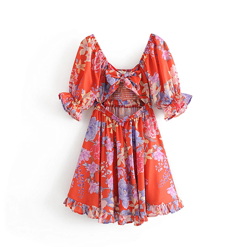 Boho Винтаж Лили Цветочный принт миди платье женская новая модная обувь с милым