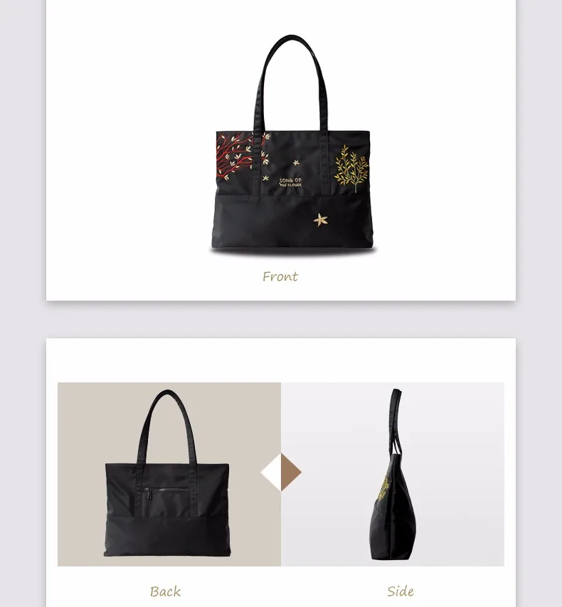 Брендовая женская модная большая сумка-тоут с цветочной принцессой, нейлоновая сумка на плечо с вышивкой для девушек-подростков, женская сумка