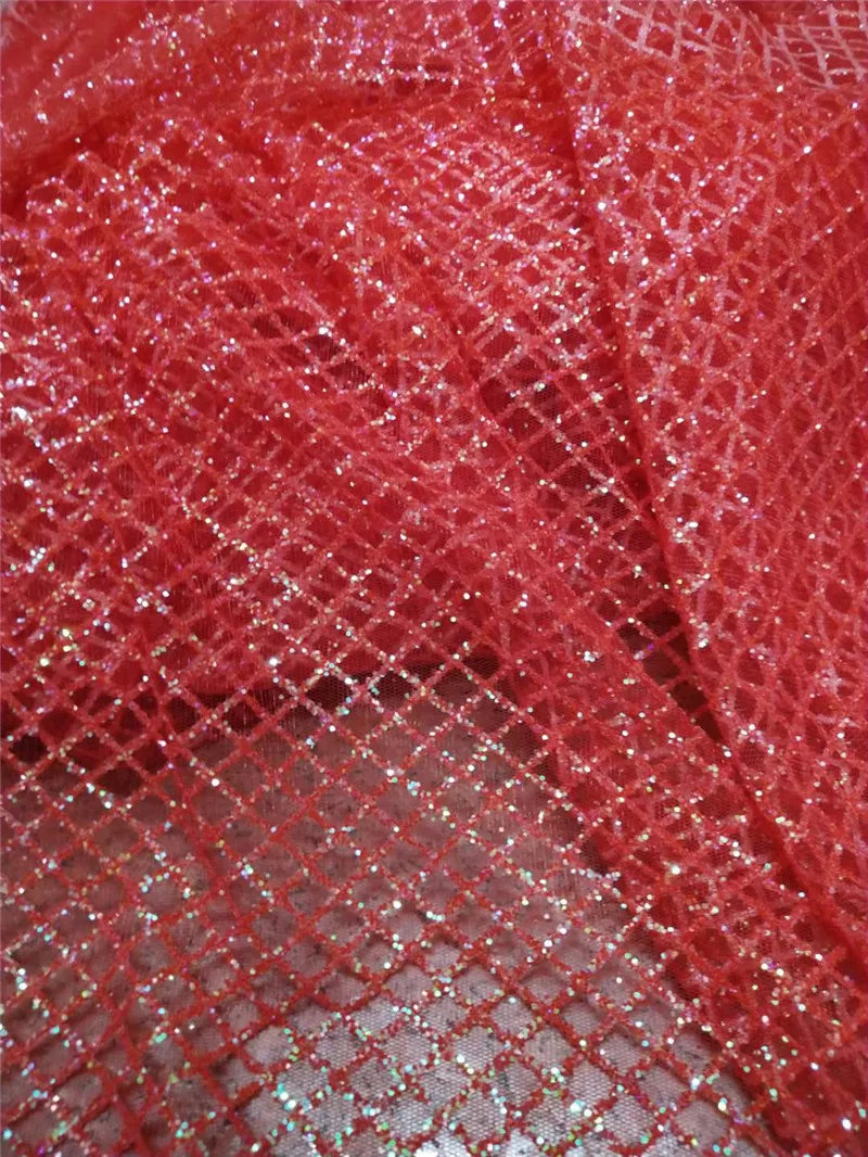 Красная Блестящая кружевная ткань с принтом в виде Креста для красивого платья