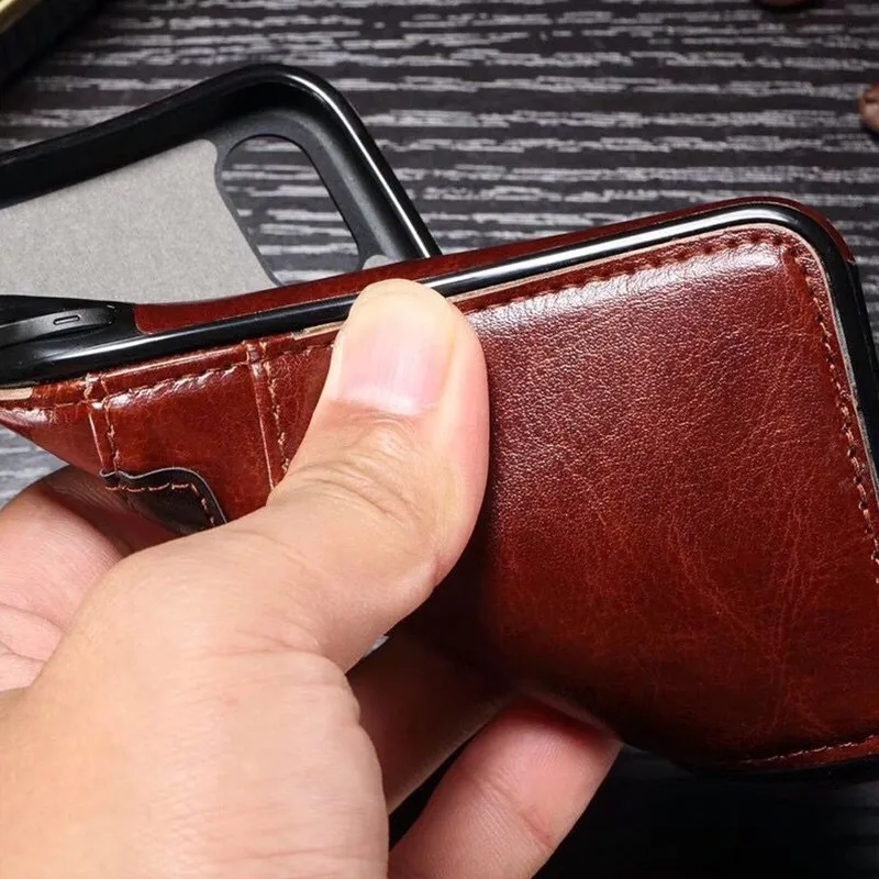 Роскошный чехол из искусственной кожи для iPhone XR XS MAX X с держателем карт деловой