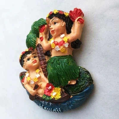 American Hawaiian Hula Girl Three-dimensional Tourist Souvenir Fridge Magnet | Дом и сад