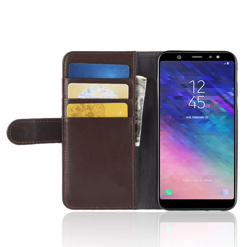 HUDOSSEN для samsung Galaxy A6 2018 A600F случае Роскошные Шлепанцы из натуральной кожи ТПУ