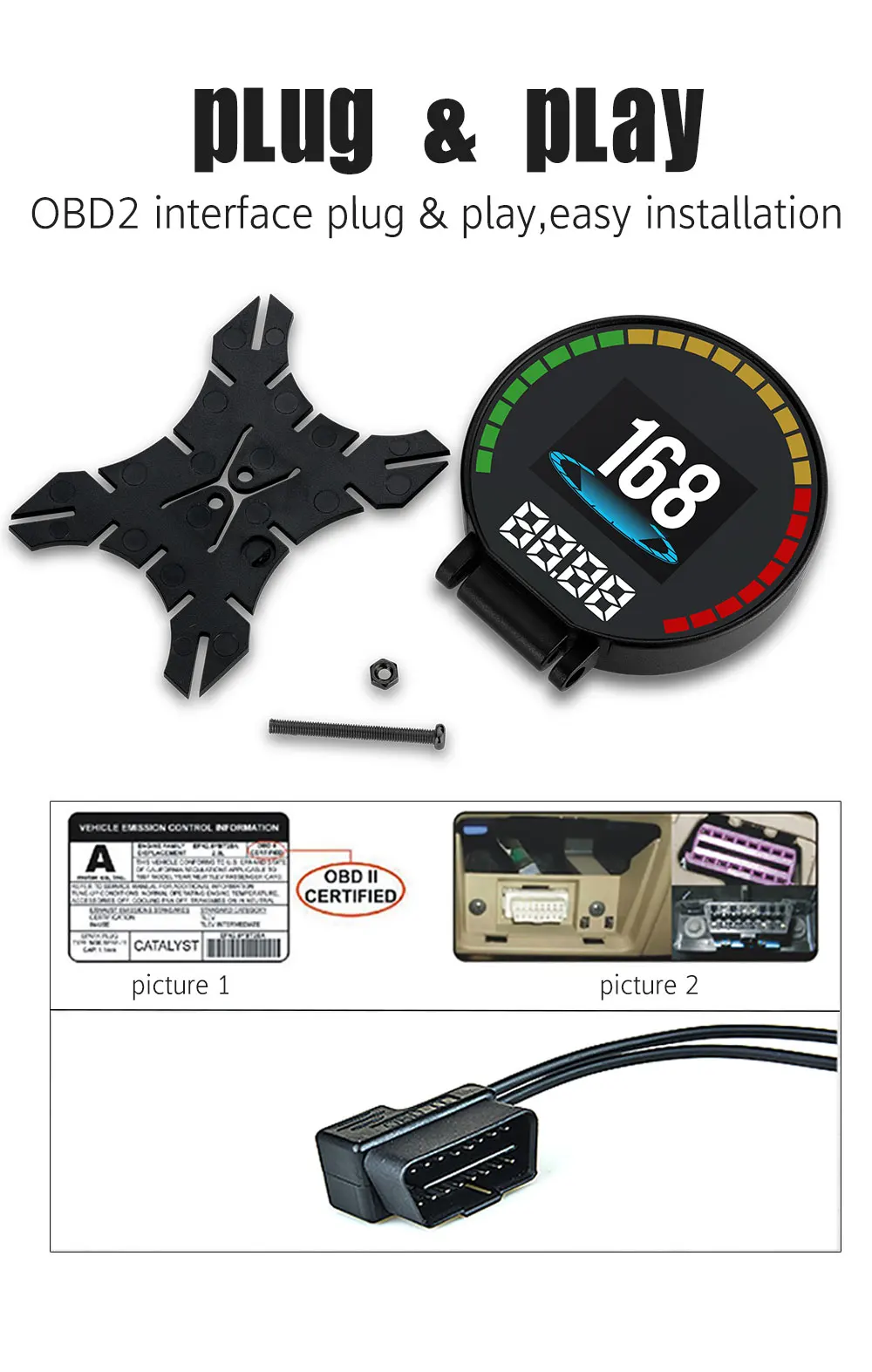 OBDHUD Новые Авто диагностические инструменты OBD2 автомобиль поездки бортовой компьютер Спидометр дисплей Температура воды об/мин датчик