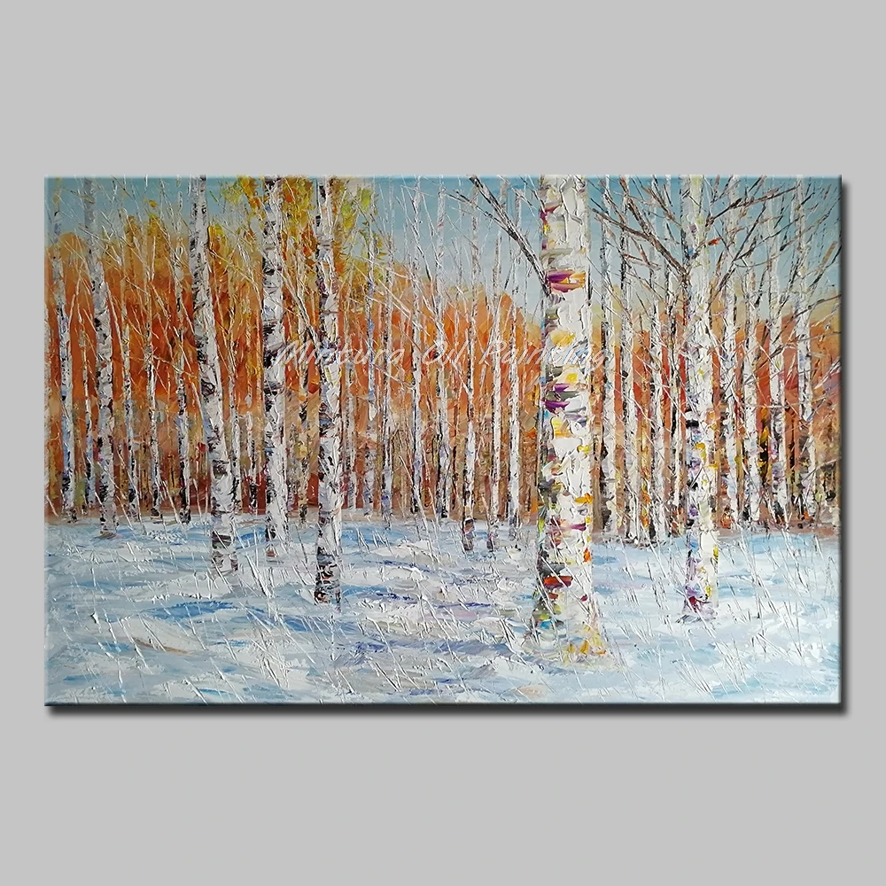 

Mintura Handpainted Oil Painting On Canva Modern Abstract Art Painting Many Trees in The Forest Plant Draw Hotel Decor No Framed
