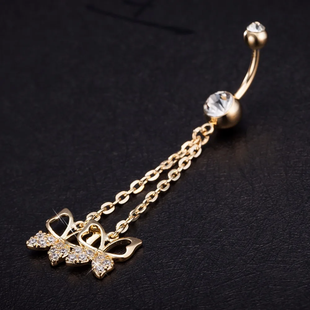 New Fashion Woman's Butterfly Belly Button Rings Bar Surgical Piercing Sexy Body Jewelry for Women Navel P0118 | Украшения и
