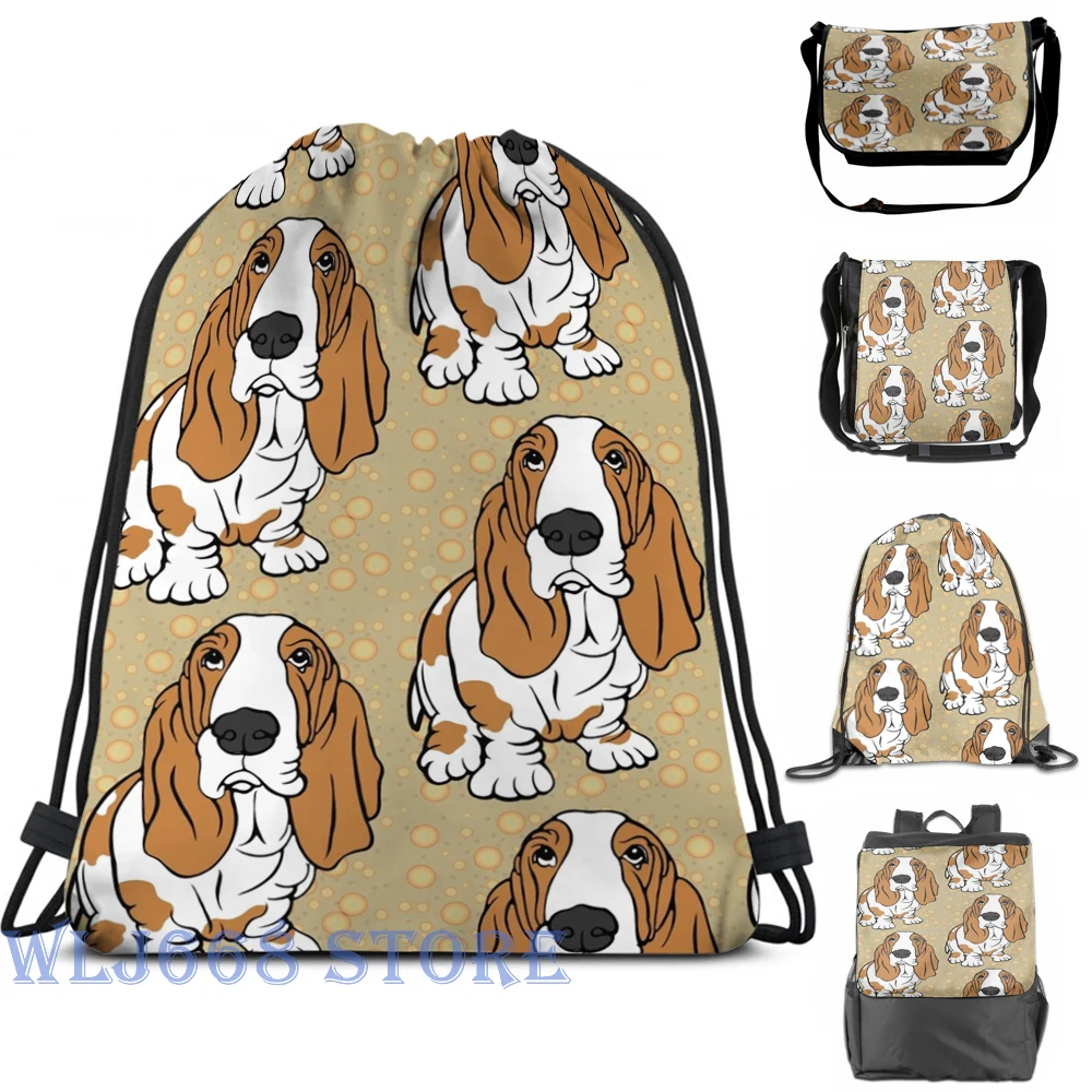 Забавные сумки через плечо с графическим принтом для женщин Basset Hound рюкзак на
