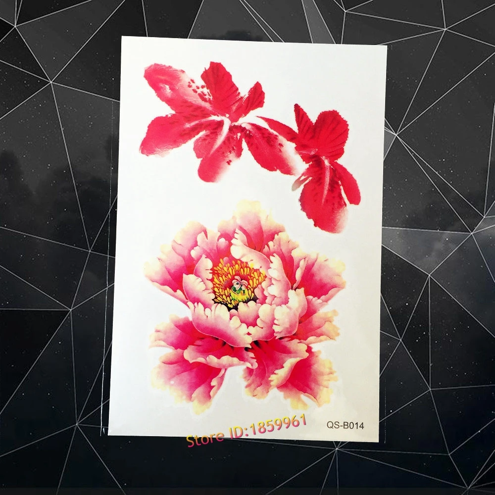 Большой Феникс Nirvana Летающий Временные татуировки Пион цветок Водонепроницаемый