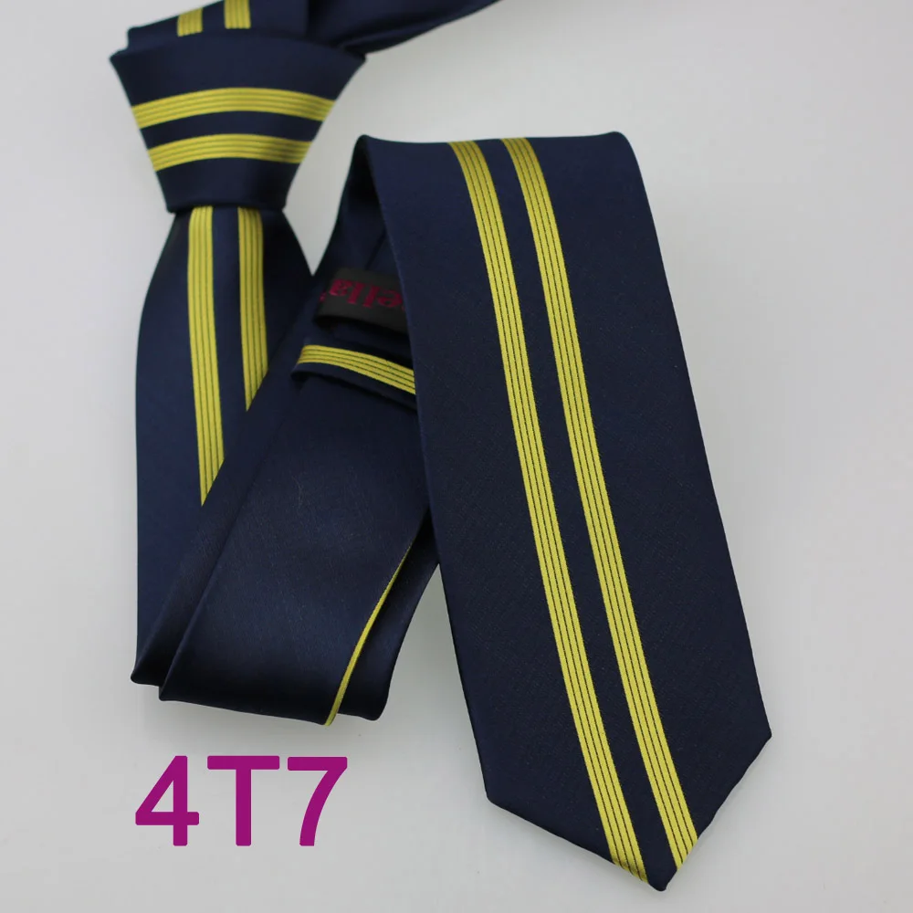 YIBEI Coachella Ties Navy Blue Necktie Skinny With Yellow Vertical Striped Slim Neck Tie Microfiber Woven Cravate For Men | Аксессуары
