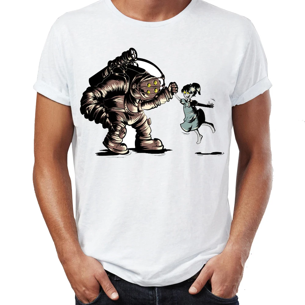 Мужская футболка Bioshock Little Sister And Big Daddy Infinite Elizabeth Rapture Artsy Awesome художественная печатная Футболка футболки Harajuku - Цвет: 8