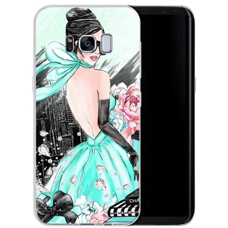 Модный чехол для девочек в синей коробке Samsung 2015 2016 2017 A3 A5 A7 J1 J5 J7us твердый PC