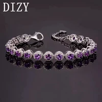 dizy natural amethyst bracelet for women 100 925 sterling silver romantic wedding jewelry gift 2019 new