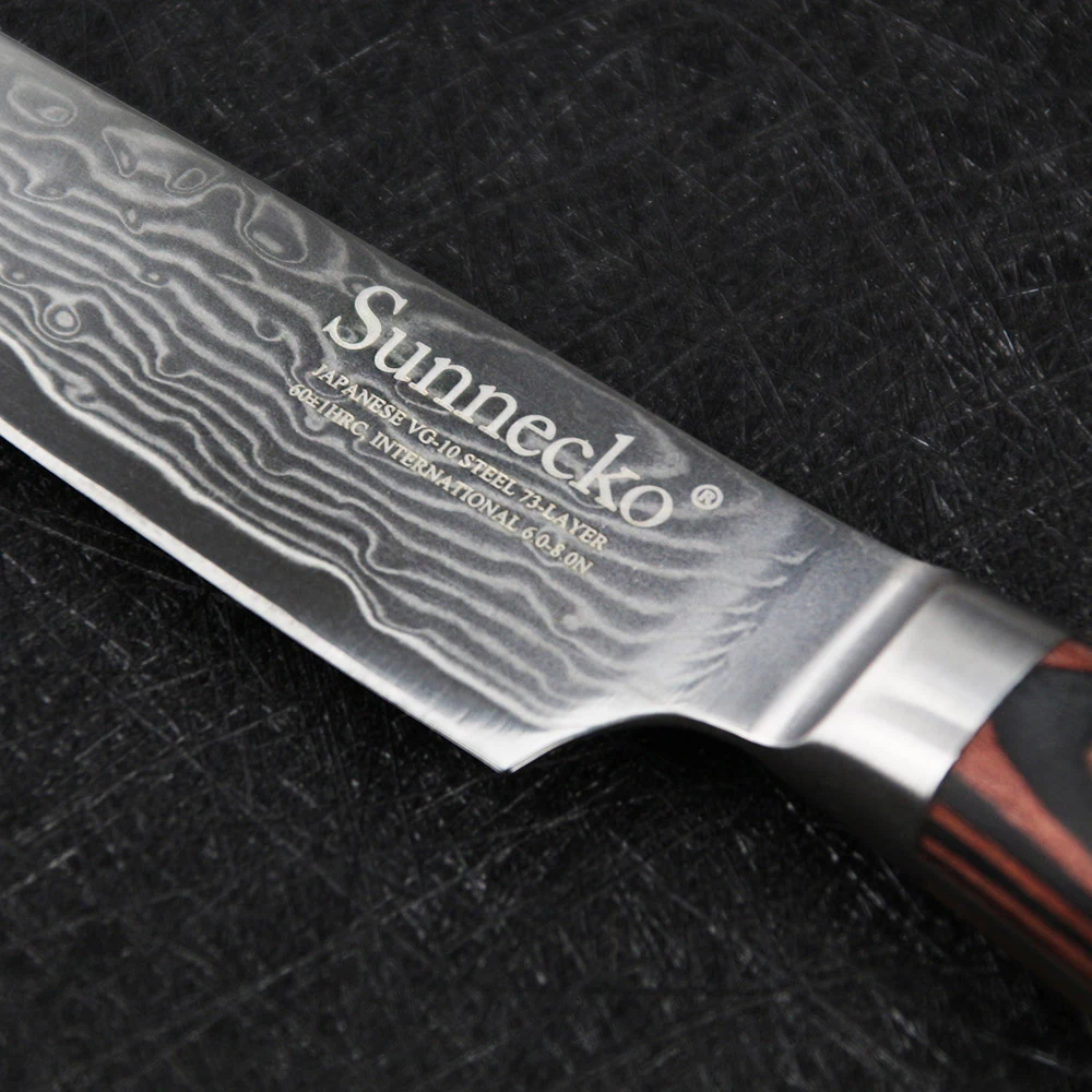 SUNNECKO Multipurpose 5&quot Utility Knife Japanese VG10 Damascus Steel Sharp Blade Kitchen Knives Pakka Wood Handle Chef Cut | Дом и сад