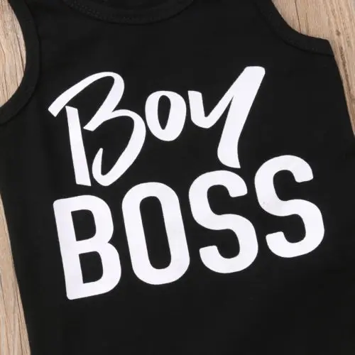 Newborn Kids Striped Boss Clothing Set Baby Boy Cotton Vest Tops+Harem Pants Leggings Outfits |