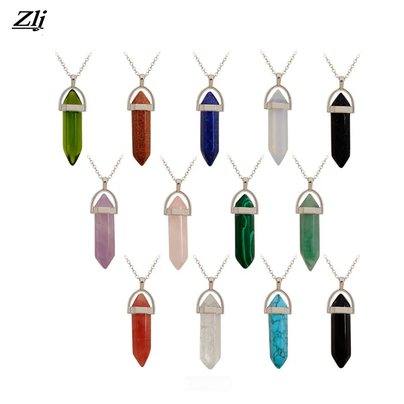 Природный Кристалл Подвески Розовый камень кулон серебряные цепочки Цепочки и