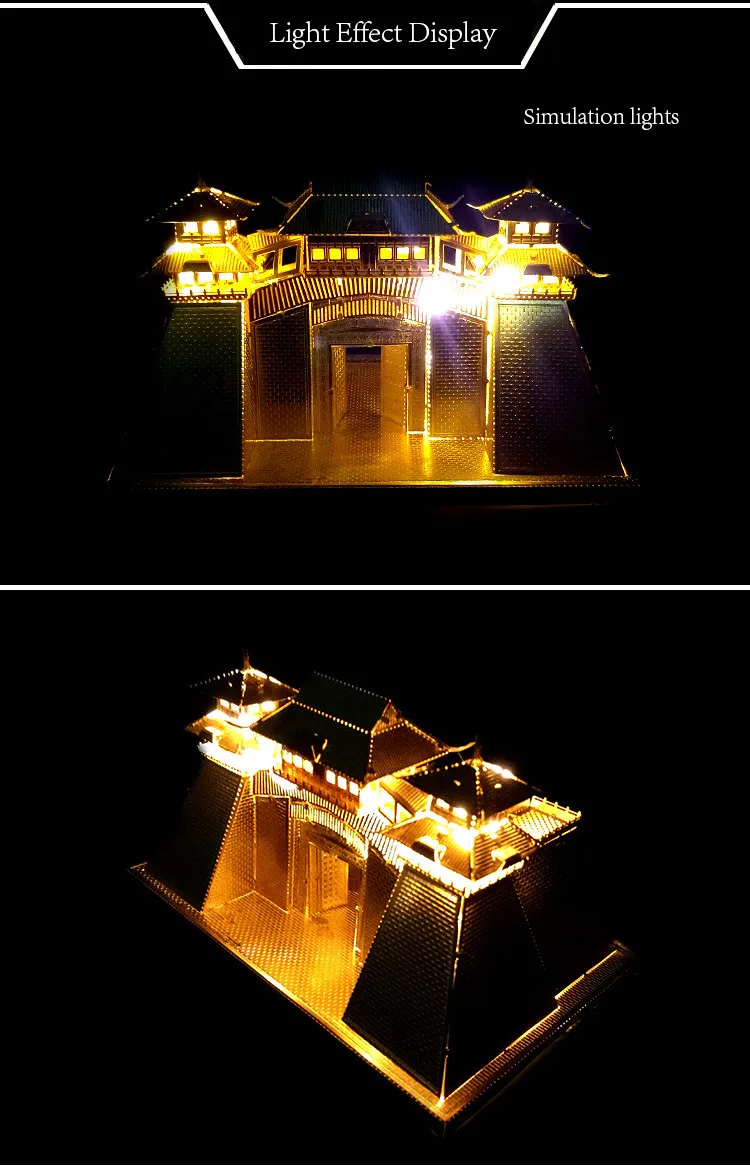 MICROWORLD Yangzhou City Gate 3D головоломка металлическая Сборная модель для взрослых коллекционные вещи Обучающие образовательные собранные игрушки