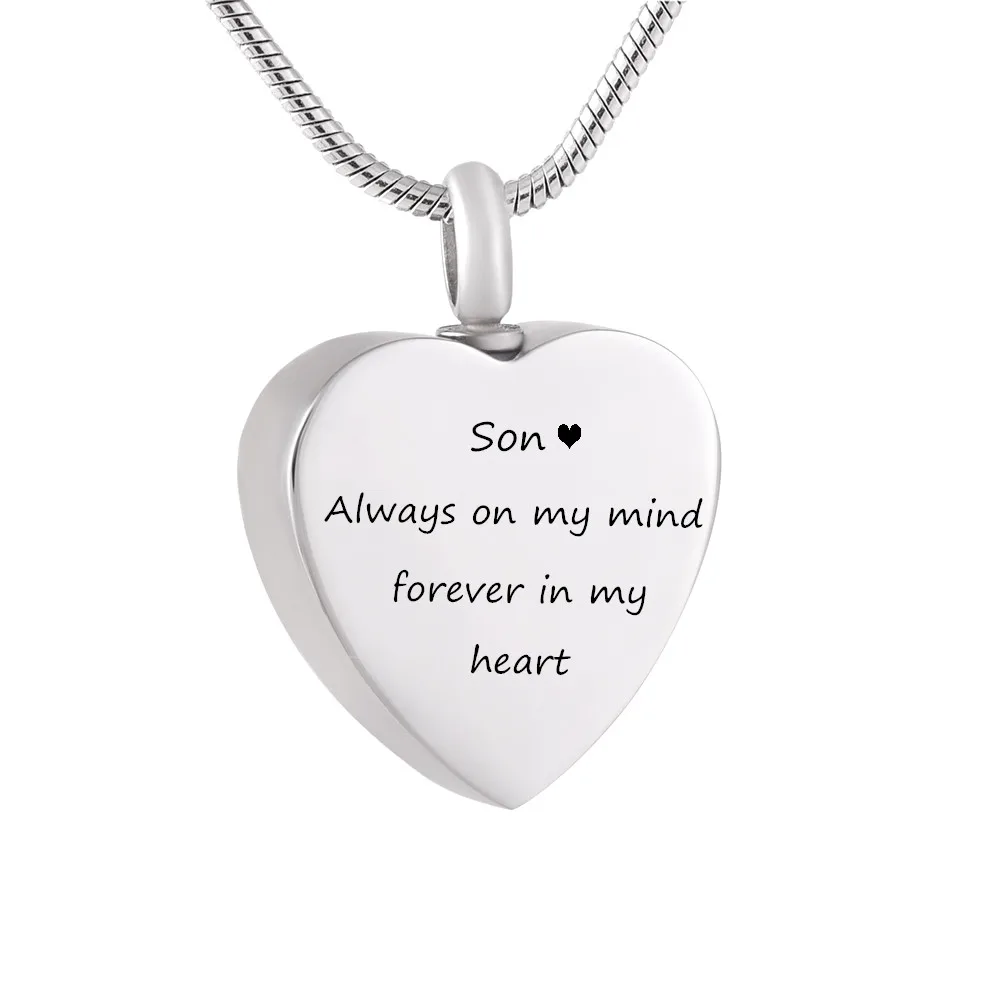 

IJD9851 Dad and Mum Cremation Jewelry Urn Necklace Always in My Heart Memorial Ashes Keepsake Pendant