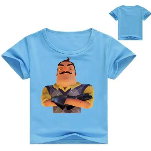 color at picture Новая модная игровая футболка для подростков, летние футболки из чистого хлопка в стиле «Hello neigher» топы для мальчиков и девочек, детская одежда - Цвет: color at picture