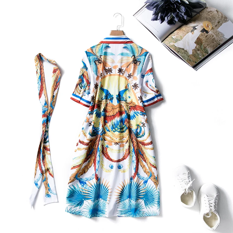 

Women's dress dress 2018 Summer new women's dress European and American big names star same lapel short sleeve a dress