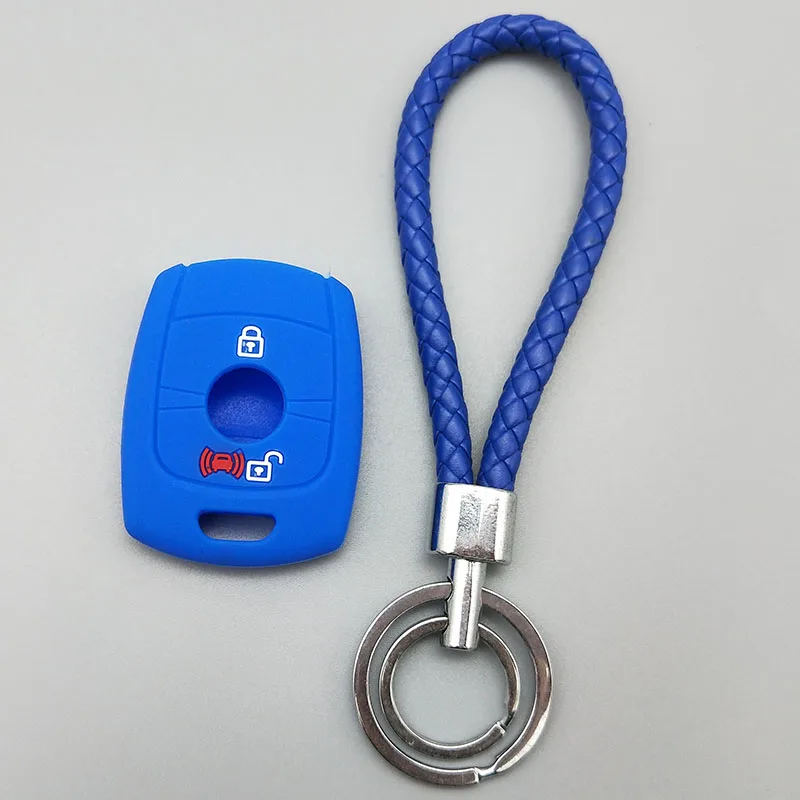 blue Автомобильный ключ, защищенный Набор для SSANGYONG ACTYON KYRON REXTON, 2 кнопки дистанционного управления, защитный силиконовый резиновый чехол - Название цвета: blue