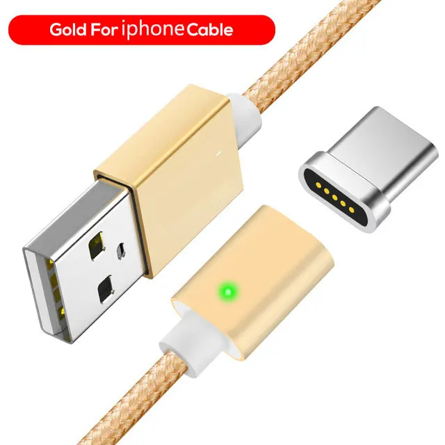 Gold iOS Cable RGLM магнитное зарядное устройство Micro USB кабель для Xiaomi huawei Android мобильный телефон Быстрая зарядка магнит Microusb кабель для передачи данных провод - Цвет: Gold iOS Cable