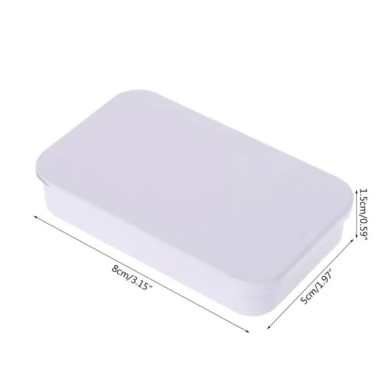

Metal Tin Rectangle Mini Jewelry Storage Box Case Candy Coin Key Organizer Sliding Cover Organizer Small Items Containers