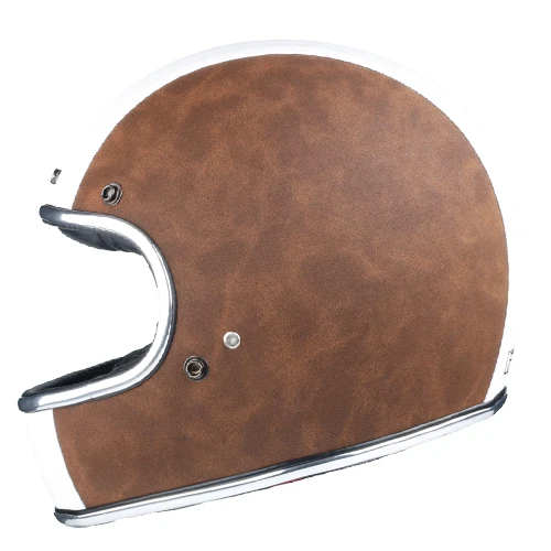 brown white leather Полный шлем rcycle moto rcycle retro casco de moto jet capacetes de moto ciclista внедорожный Томпсон cascos para moto - Цвет: brown white leather