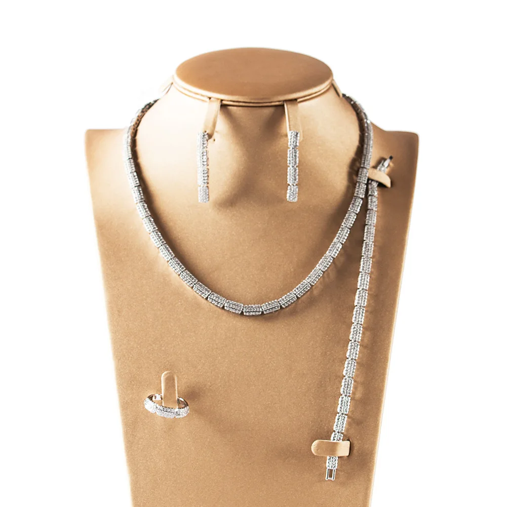 Ожерелье и браслет из медного сплава 5А с фианитами | Украшения аксессуары