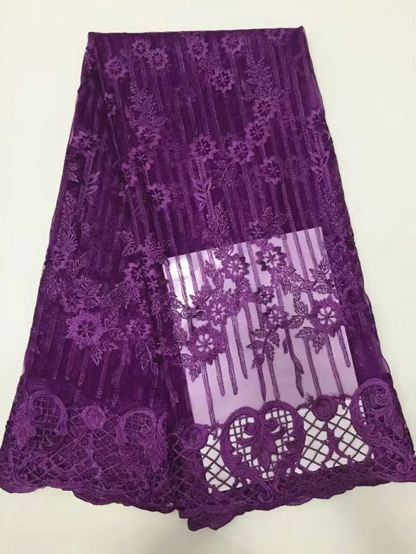 5 ярдов/шт. модное фиолетовое французское Сетчатое кружево с сетчатой кружевной