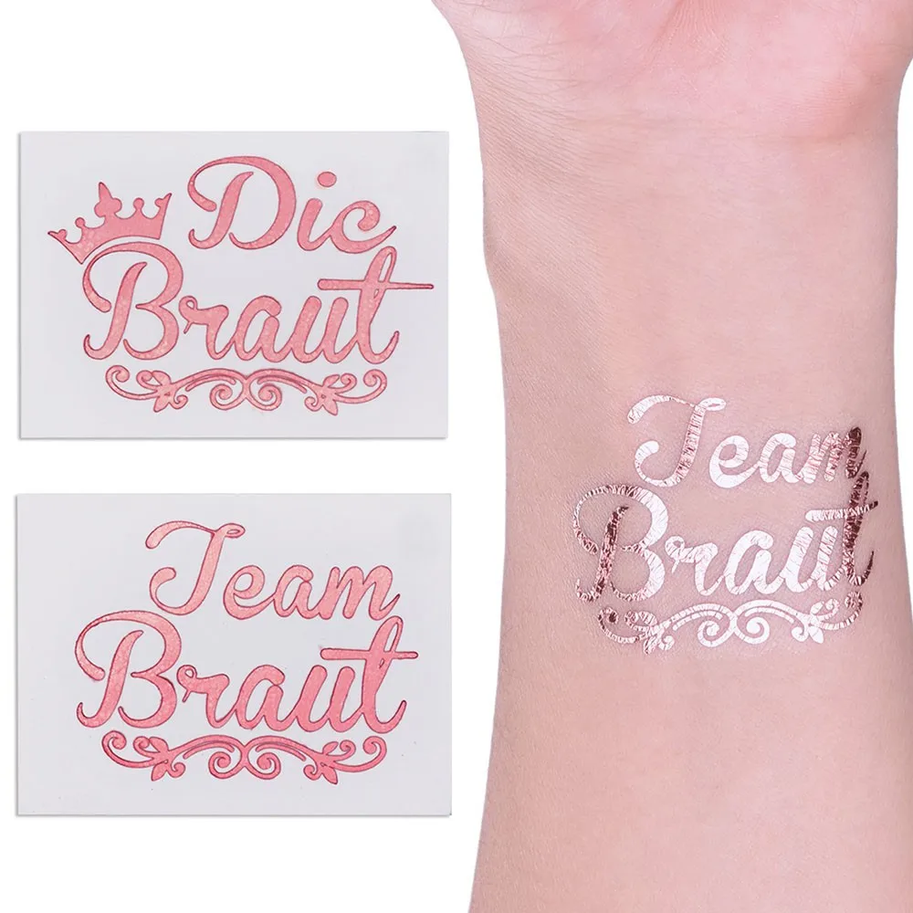 Party Decor 10Pcs/lot Rose Gold Team Bride To Be Tattoos Sticker Hen Night Wedding Decoration Bridal Shower Decor - Color: 2