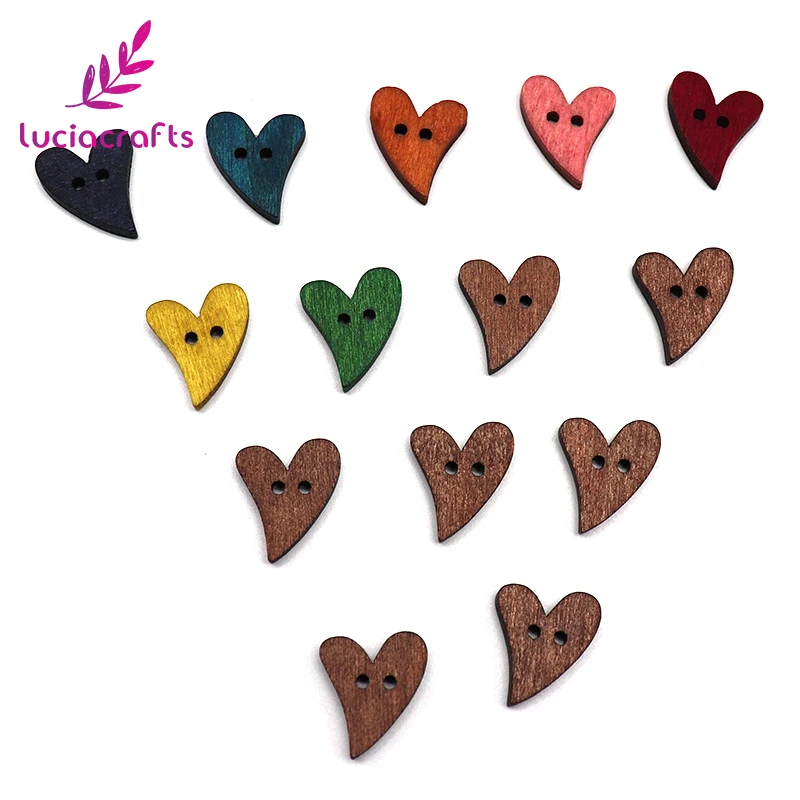 Lucia crafts 12 шт./лот 20 мм Сердце Форма деревянные пуговицы с 2 отверстиями швейные изделия ручной работы Скрапбукинг для одежды аксессуары E0311