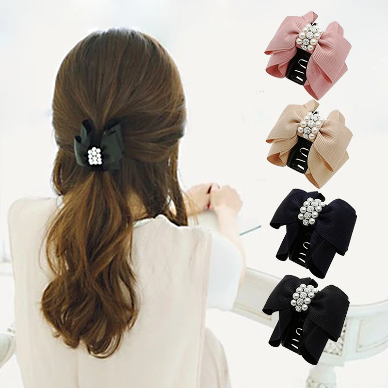 Женская акриловая заколка с бантом элегантная Милая в форме когтя простые