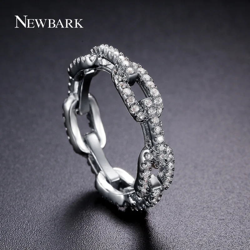 NEWBARK Модные Простые Серебряные Цвет Медь кольца Micro Pave кубический цирконий полые