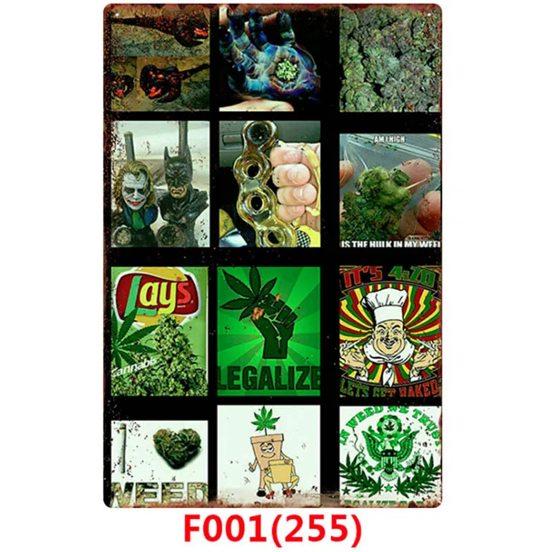 Orange California Weed Retro Metal Tin Signs Poster Marijuana Vintage Tinplate Poster Bar Cafe Wall Decoration Poster 20*30cm - Color: Orange